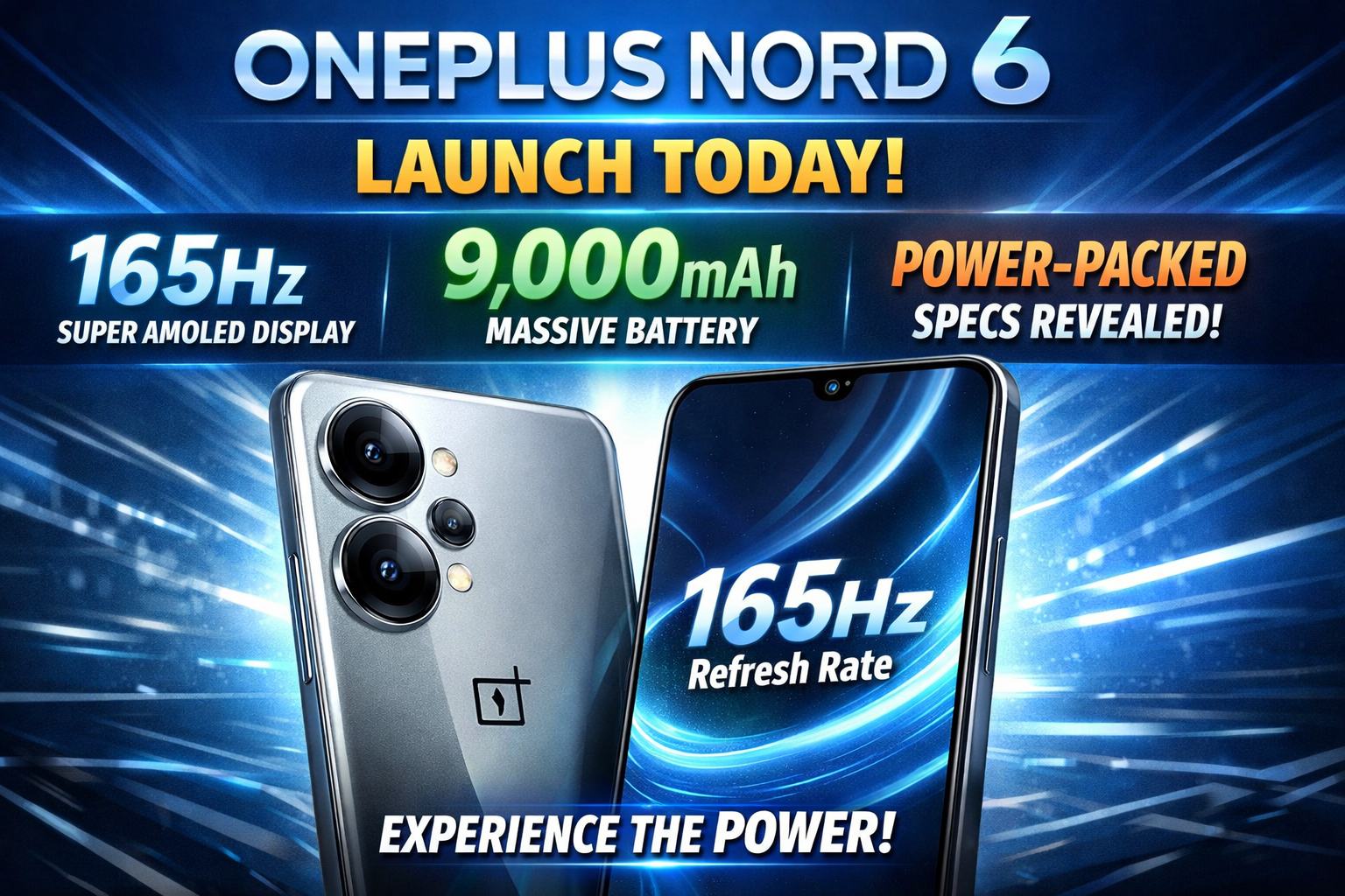 OnePlus Nord 6 Launch Today: 165Hz Display, Huge 9,000mAh Battery & Power-Packed Specs Revealed!